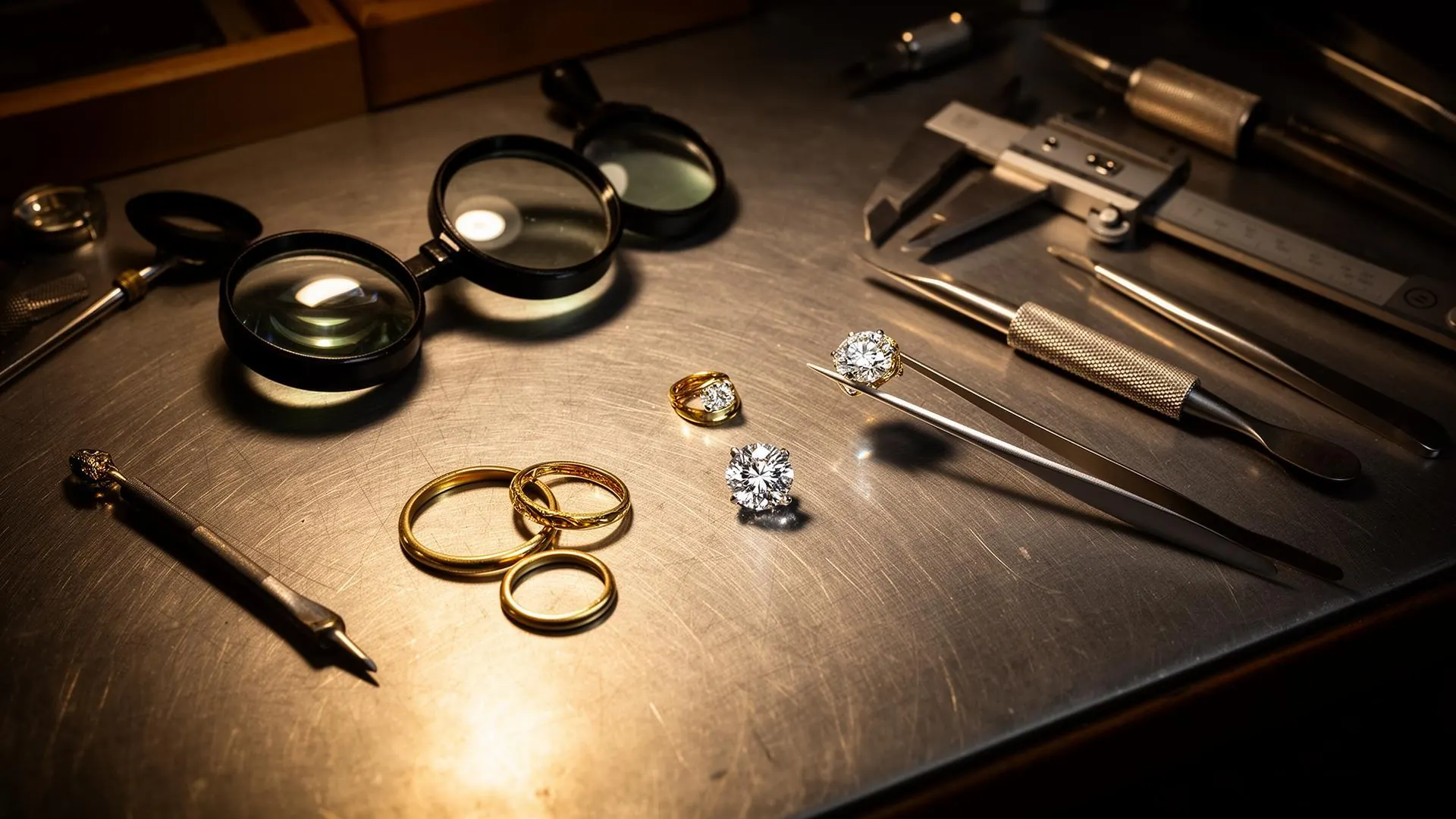 Senior jeweler working at a precision repair bench at RJS